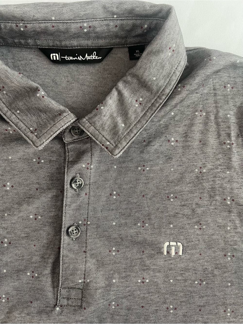 Travis Mathew Heather Gray Polo with Subtle Dot Detail